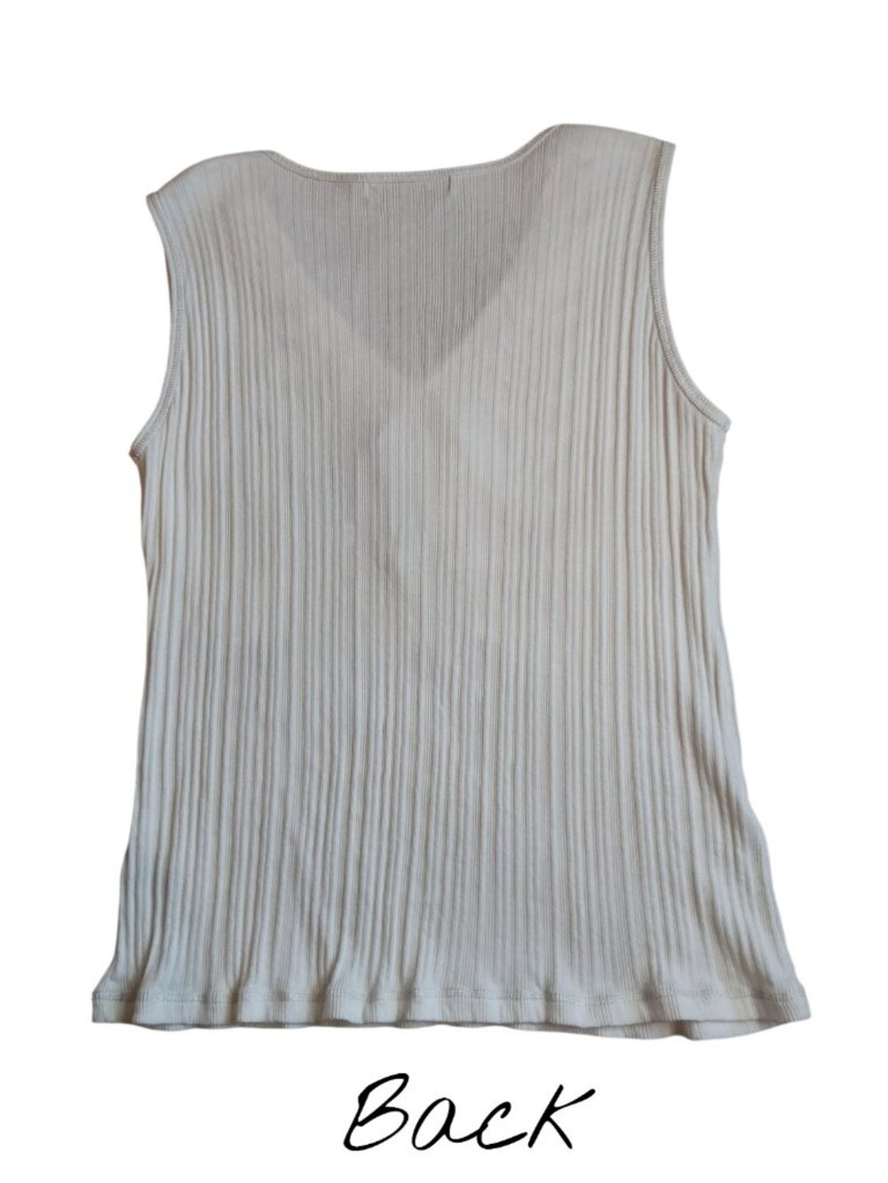 White Ribbed Tank Top Embellishe - Picture 3 of 4